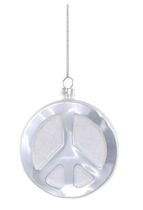White Peace Sign Ornament