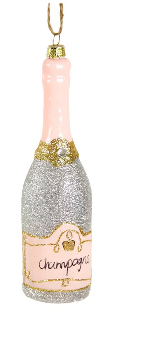 Silver Glitter Champagne Ornament