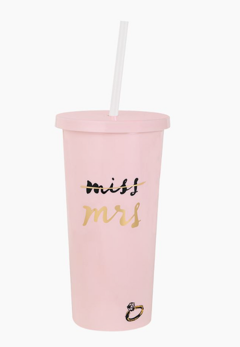 Miss to Mrs Blush Tumbler w/Straw