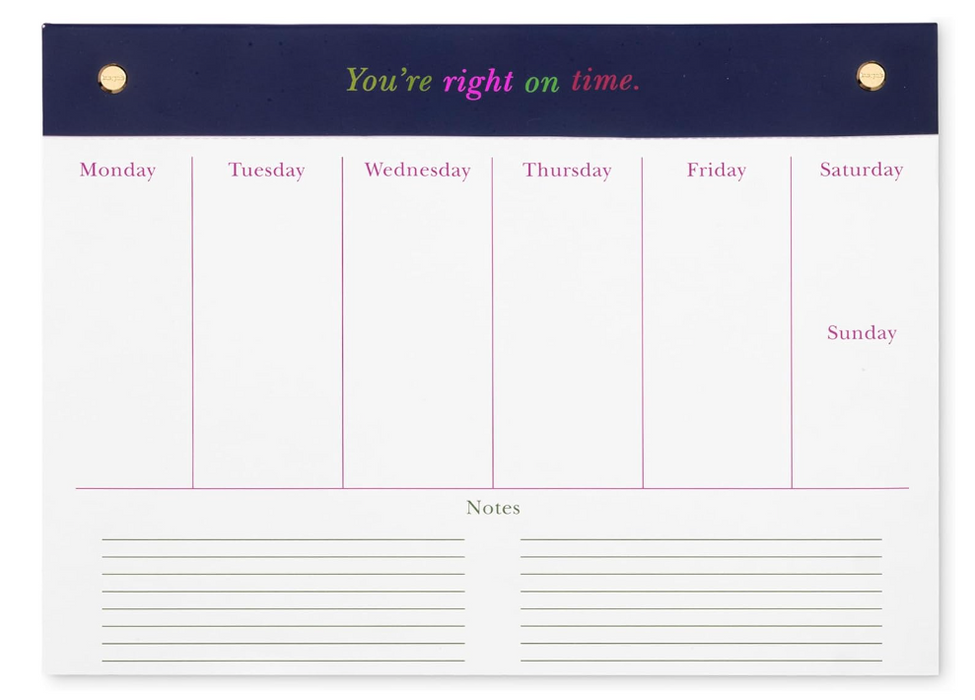 Kate Spade Weekly Planner Notepad  | You're Right on Time
