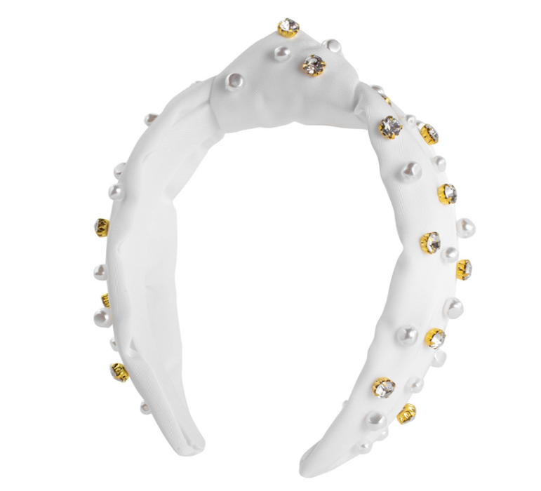Lilly Embellished Knot Headband | White