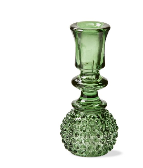 Green Glass Hobnail Tealight/Taper Holder