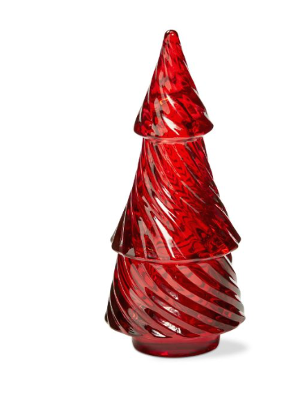 Red Glass Tree Tealight Holder