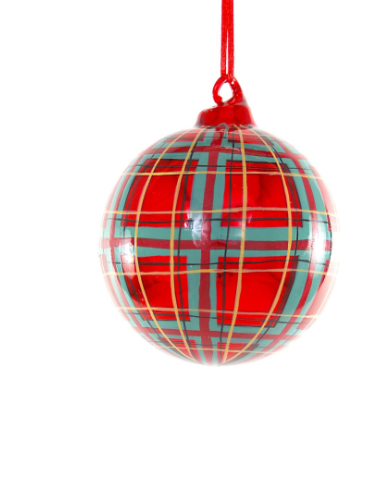 Red Plaid Bauble Ornament