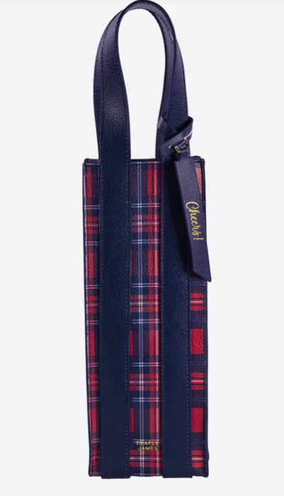 Angle Plaid Wine Tote