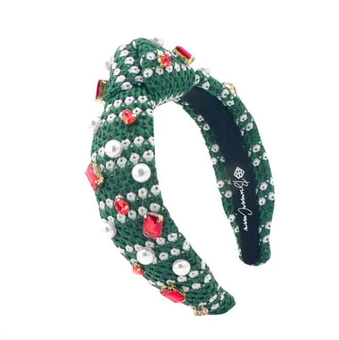 Child Green & White Knit Winter Headband