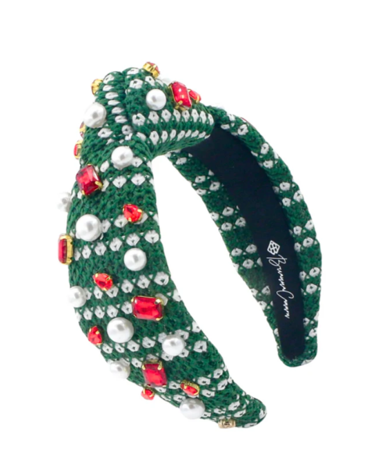 Green & White Knit Winter Headband