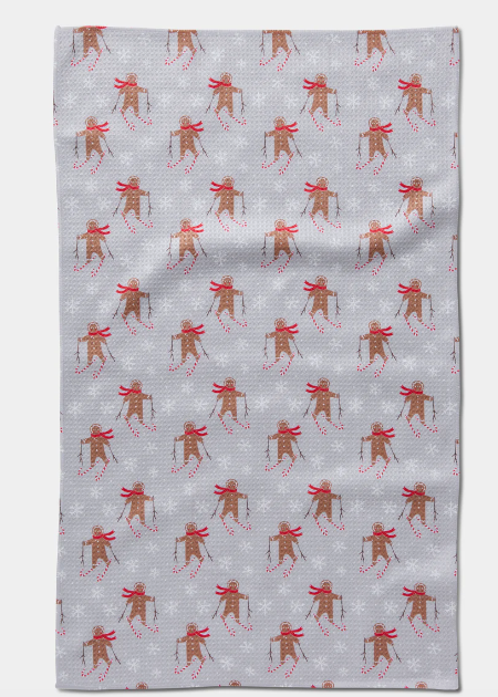 Geometry Tea Towel | Gingerbread Skiers