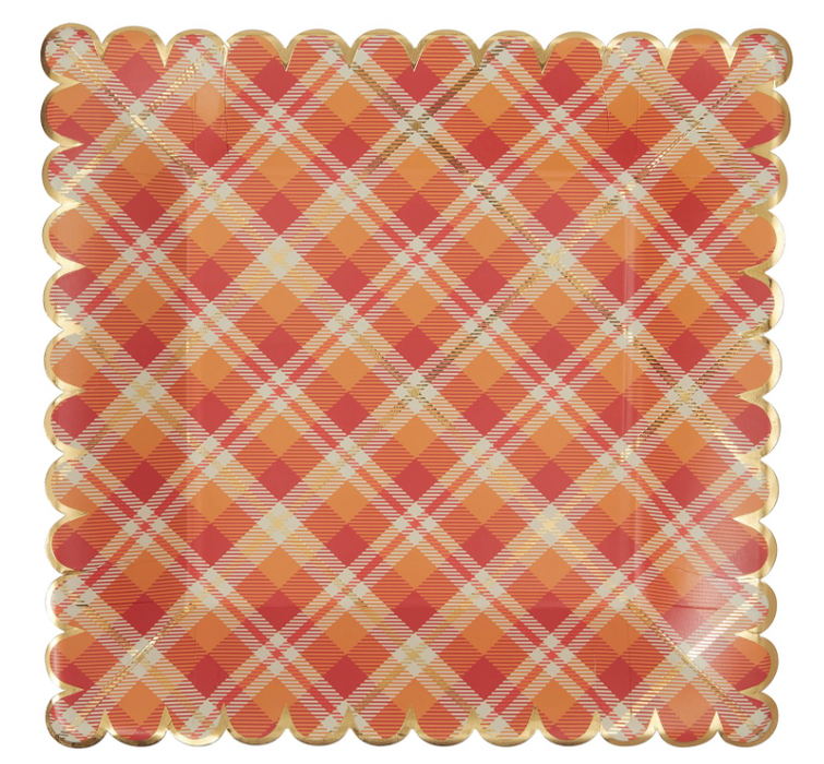 Harvest Plaid Scalloped Dinner Plate