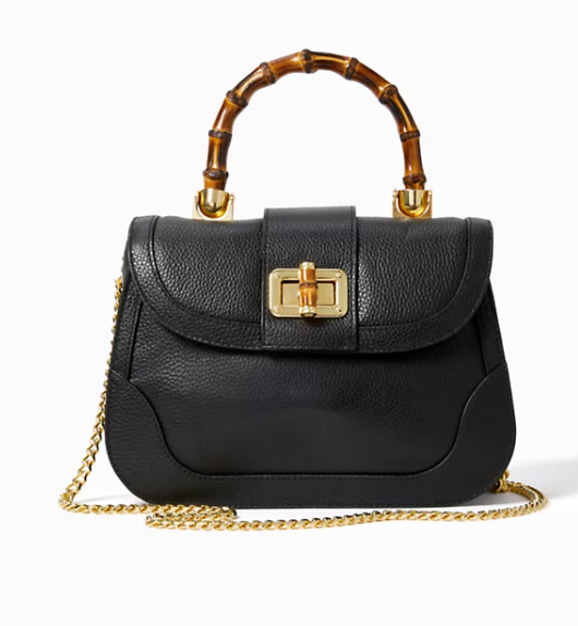 Poncey Leather Top Handle Bag | Noir