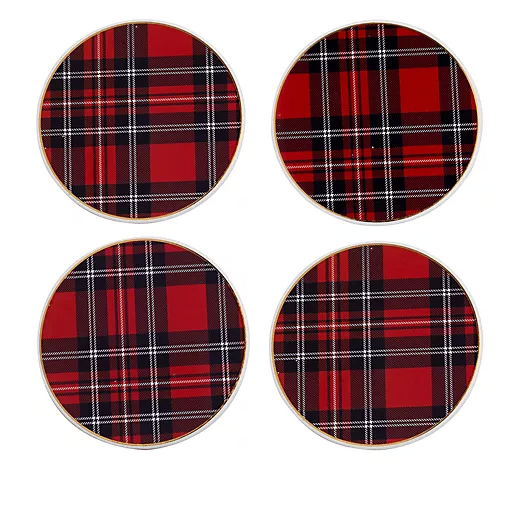 Angle Plaid Ceramic Coaster Set