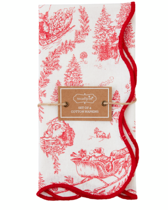 Red Toile Dinner Napkin Set