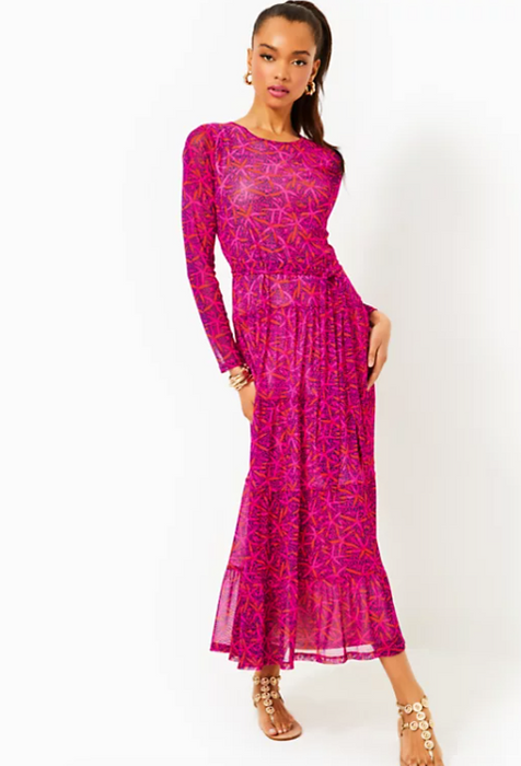 Izabella Midi Dress | Passion Fruit Pink Star Searching