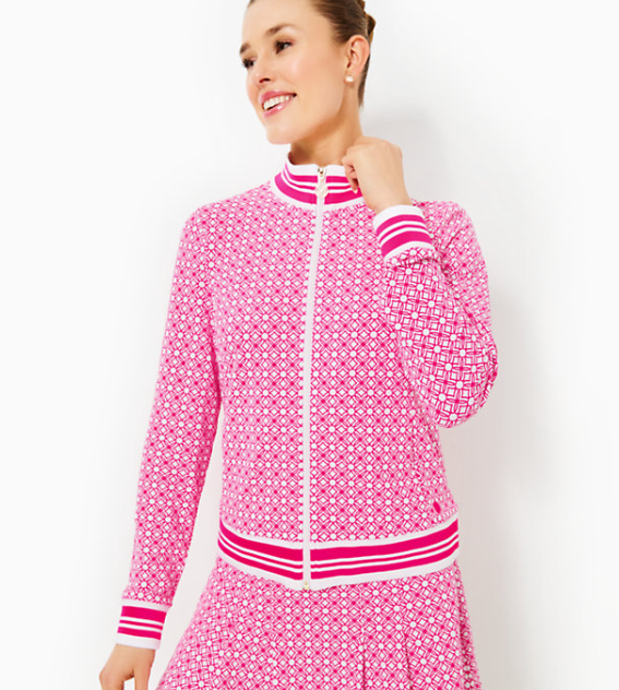 UPF 50+ Luxletic Regate Jacket | Passion Fruit Pink X Resort White Butterfly
