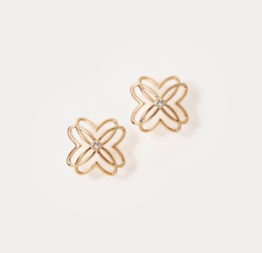 Logo Stud Earrings | Gold Metal