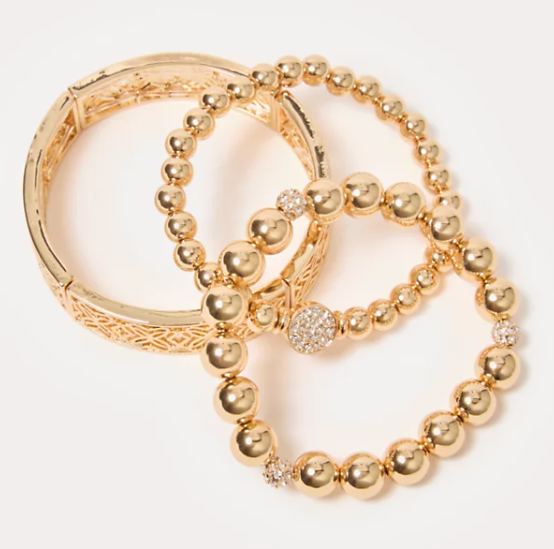 Logo Bracelet Set | Gold Metal