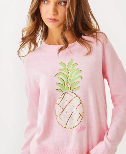 Tensley Sweater | Heathered Pink Muse Party Pineapple Jacquard