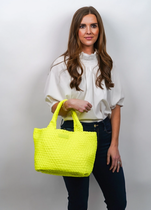 Neon Yellow Woven Tote
