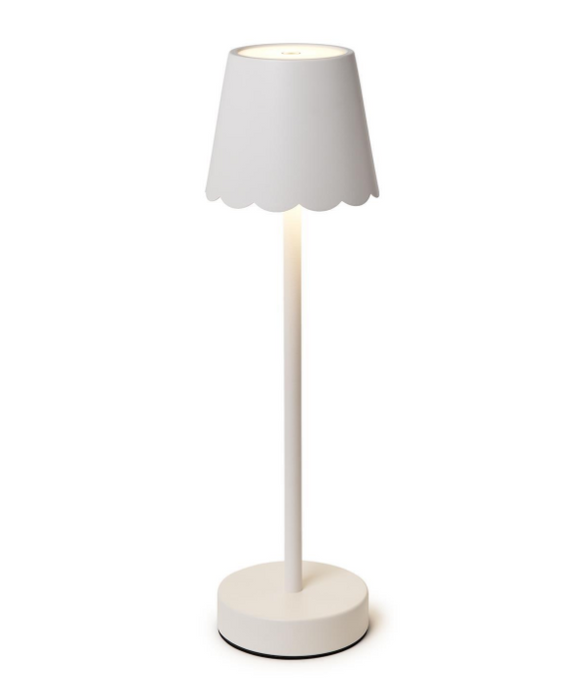 LED Cordless White Scallop Shade Table Lamp