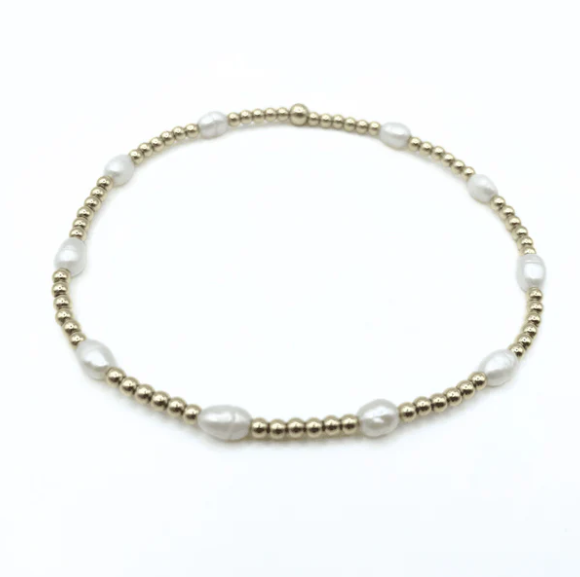 Petite Patterned Rice Pearl Waterproof Bracelet