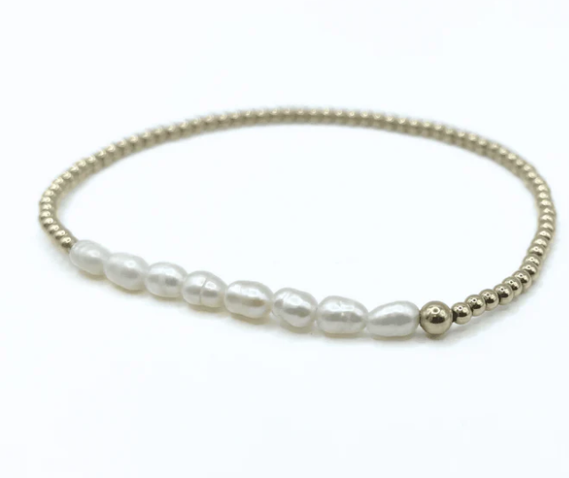 Petite Row Rice Pearl Waterproof Bracelet