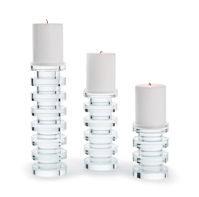 Sm 5" Crystal Pillar Candle Holder