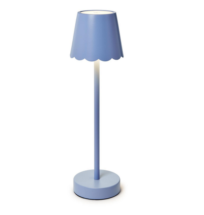 LED Cordless Blue Scallop Shade Table Lamp