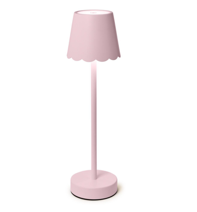 LED Cordless Pink Scallop Shade Table Lamp
