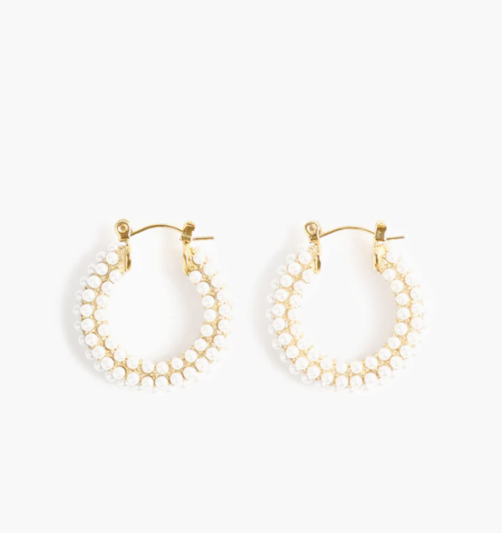 Audrey Pearl Water-Resistant Hoops
