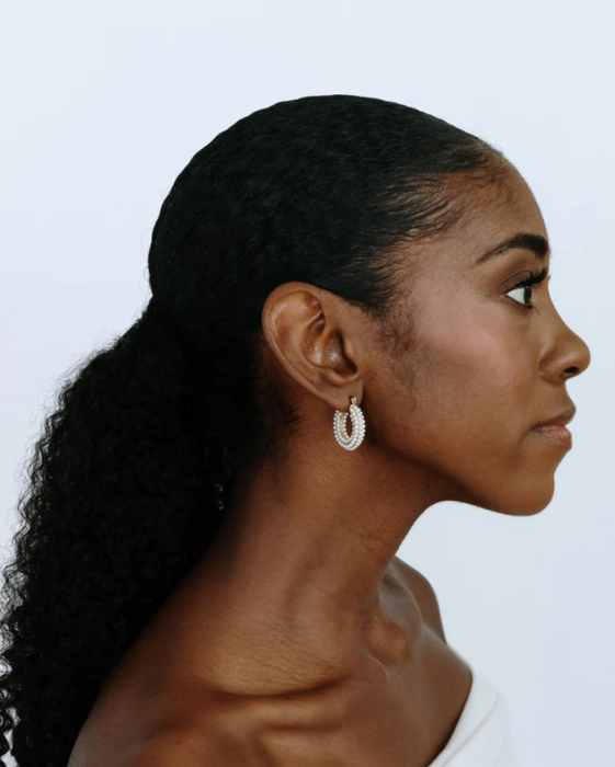 Audrey Pearl Water-Resistant Hoops