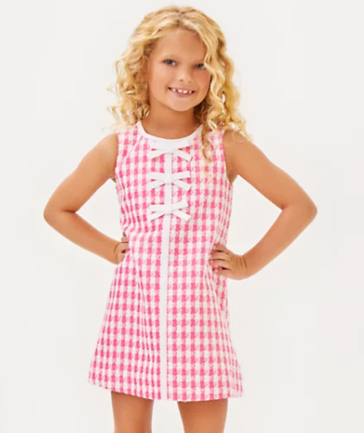 Mini Aria Shift Dress |  Rousseau Pink Charming Check Boucle
