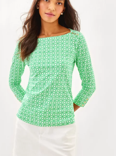 UPF 50+ Callison Top | Fauna Green X Resort White Butterfly