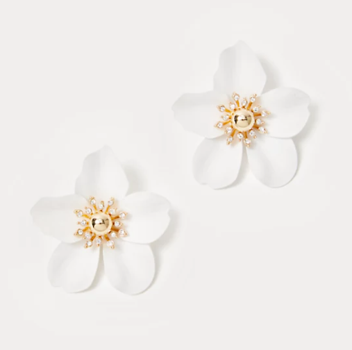 Oversized Orchid Earrings | Resort White