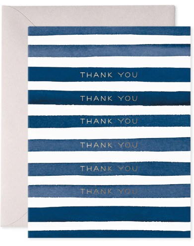 Navy Stripes Thank You Card