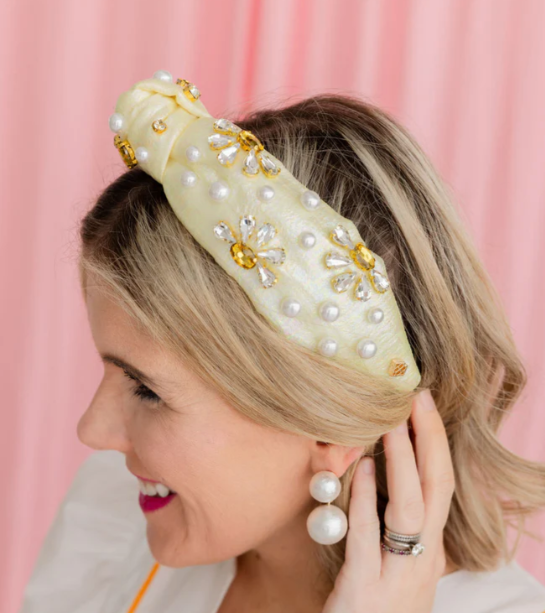 Yellow Shimmer Daisy Headband
