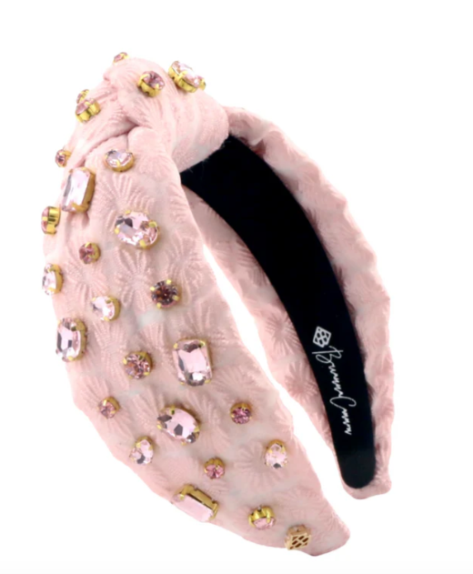 Lt Pink Textured Headband w/Crystals
