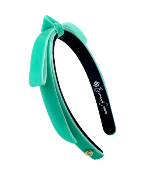 Thin Turquoise Velvet Ribbon Bow Headband