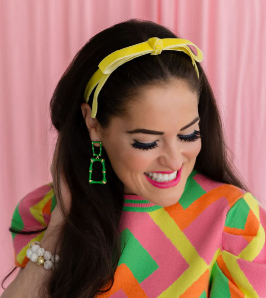 Thin Yellow Velvet Ribbon Bow Headband