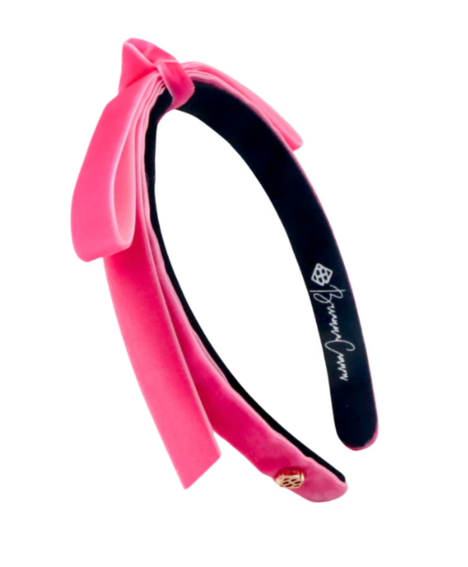 Thin Hot Pink Velvet Ribbon Bow Headband