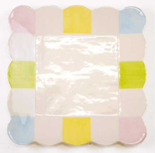Candy Stripe Scalloped Square Dish