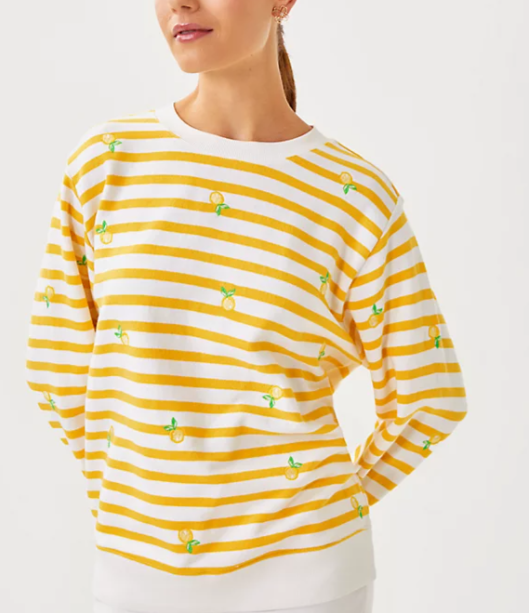 Ballad Sweatshirt | Resort White Make Lemonade Half Drop Embroidery