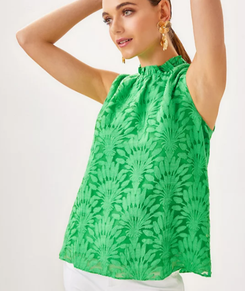 Toyla Top | Fauna Green Stacked Palm Burnout