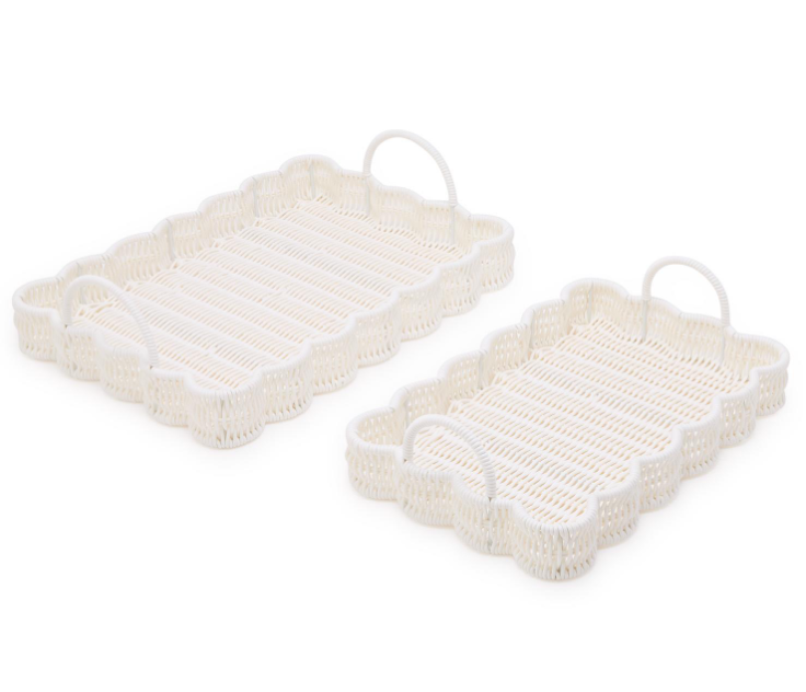 Lg White Wicker Tray
