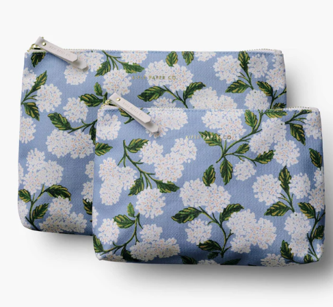 Hydrangea Zippered Pouch Set