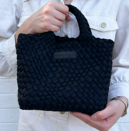 Jet Black Mini Woven Tote