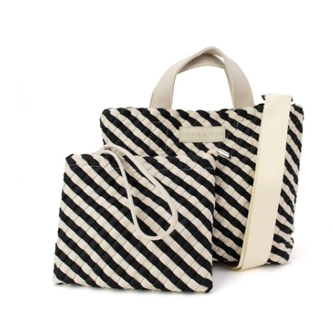 Black Mini Hampton Woven Tote