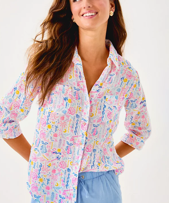 Sea View Button Down |  Multi Summer Serenade