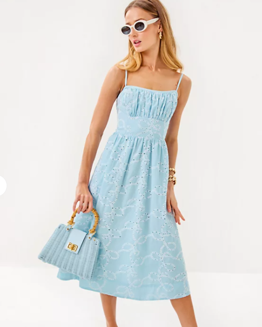 Della Midi Dress | Bluette Sailors Knot Eyelet