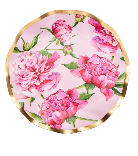 Wavy Pink Peony Salad Plate