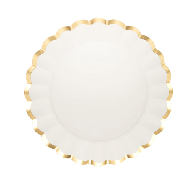 Scalloped Gold & White Charger Plate